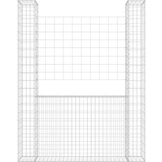 gabionkurv med 2 stolper 140x20x200 cm U-facon jern