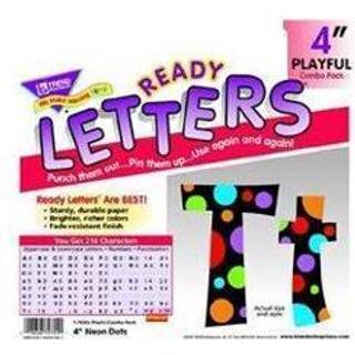 Trend Enterprises Inc. Neon Dots 4 """" """" Playful Combo Ready Letters """" Assortered (T-79754)