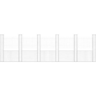 gabionkurv med 6 stolper 620x20x200 cm U-facon jern