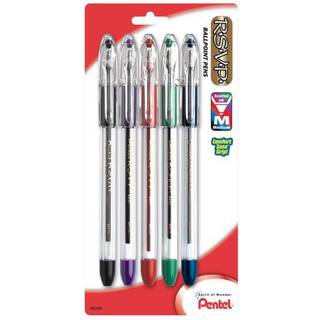 Pentel R.S.V.P. Ballpoint Pen Fine Line (0,7 mm) Assorteret blækklar tønde 5 pakke (BK90BP5M)