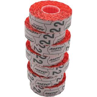 Meto UTC etiket 22x12mm med lim 2 neon rød, 1500 stk