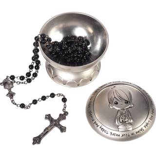 Precious Moments 172410 M? hans lys skinne i dit hjerte i dag og altid dreng f?rste nattverd Rosary & Silver Zinc Alloy Rosary Box