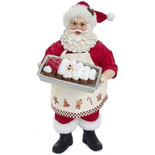 Kurt S Adler FA0124 105 i Fabrich Santa & Tray of Santa Face Cake
