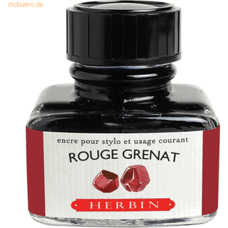 Jacques Herbin 13029T - 30 ml flaske bl?k til springvandspenne og rutsjeballpenner - Rouge Grenat