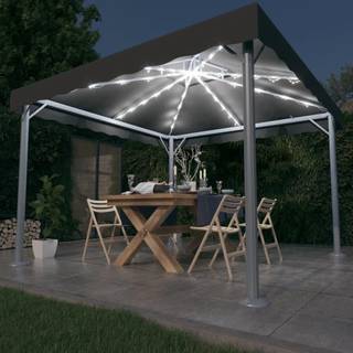 pavillon med LED-lyskæder 300x300 cm aluminium antracitgrå
