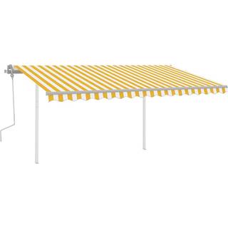 Markise M. Stolper 3X2,5 M Manuel Betjening - Gul og hvid / 4 x 3 m