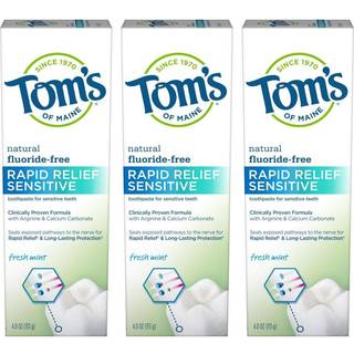 Tom's of Maine fluoridfri hurtig lettelse f?lsom tandpasta frisk mynte 4 oz. 3-pakke (emballage kan variere)
