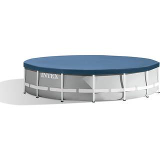 Intex 28032e Pool Cover: Til 15ft runde metalrammepuljer - inkluderer rebbind - drænhuller - 10in overhæng - tæt pasform