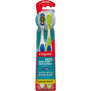 Colgate 360 ???raders voksen fuldt hoved medium Twin Toothburste 2 t?lling