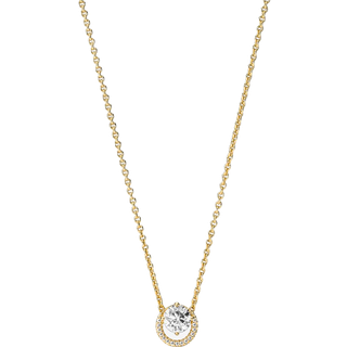 Pandora Gold Sparkling Round Halo Necklace - 45cm