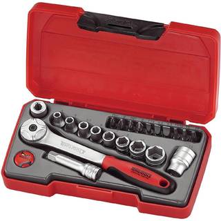 T1422 med ¼" □-fatning. Teng Tools Topnøglesæt