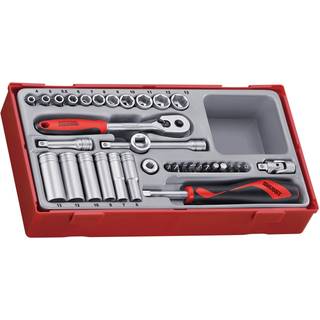 Teng Tools Topnøglesæt med 35 dele. Med 1/4\" firkantfatning TT1435