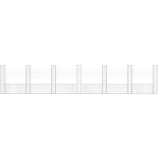 gabionkurv med 7 stolper 740x20x150 cm U-facon jern