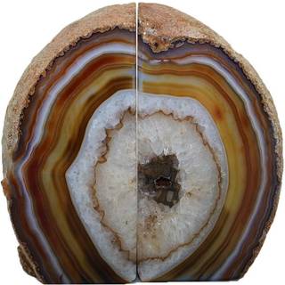 Nature's Decorations Agate Bookends - En kvalitet Brun Geode Book slutter med gummibofangere til hylder Office Home Decor - Heavy Duty Cool Stone