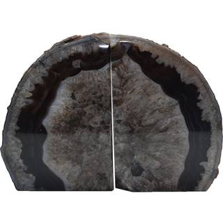 Nature's dekorationer En kvalitet sort agat Geode Bookends - Heavy Duty Book slutter med gummibofangere til hylder Office Home Decor - Cool Stone
