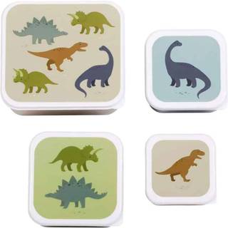 A Little Lovely Company Madkasse - og Snackbokssæt - 4 stk. - Dinosaur