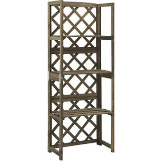 espalier med hylder 55x30x140 cm massivt grantræ grå