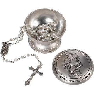 Precious Moments First Communion Rosary With Silver Box | M? hans lys skinne i dit hjerte i dag og altid pige f?rste nattverd Rosary & Silver Zin