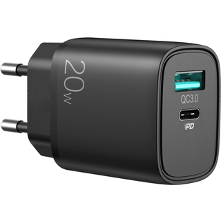 SiGN Quick Charger USB & USB-C, PD & Q.C3.0, 3.5A, 20W - Sort