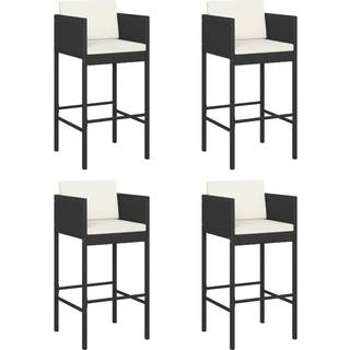 barstole med hynder 4 stk. polyrattan sort
