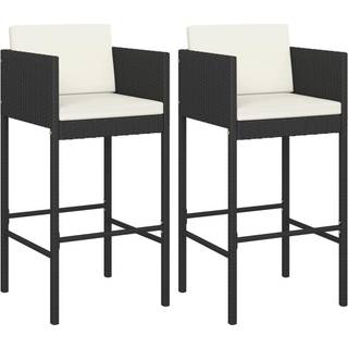 barstole 2 stk. med hynder polyrattan sort