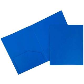 Jampapir kraftig plast plast to lomme ekstra h?rde skolemapper - bl? - 6/pakke