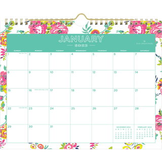 Blue Sky Day Designer for 2023 m?nedlig v?gkalender januar - 11. december x 8,75 'Wirebound Wide Blocks Peyton White (103629-23)