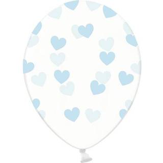 50 stk. Krystal latex balloner klar med lyseblå hjerter – Perfekt til festdekorationer
