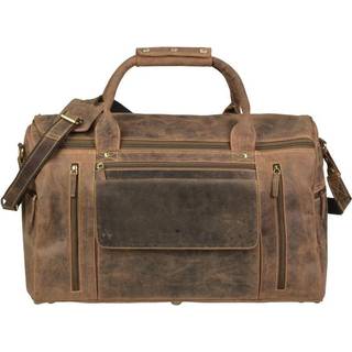 Greenburry Reisetasche Leder Herren Weekener 53x34cm "Vintage" antikbraun, Sporttasche antik, retro Look, mit vielen Fächern, Tragegriff, Schultergurt