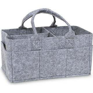 Sammy & Lou sammenfoldelig lysegr? f?lte opbevaring Caddy delt design for at holde bleer aft?rringer og skiftende genstande organiserede to h?ndt