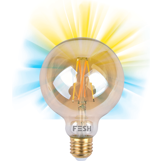 FESH Smart Home LED Pære - Kold/varm Deko E27 5,5w Amber Ø 95