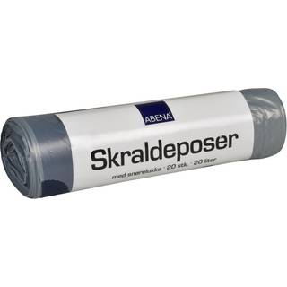 20 stk Skraldeposer 20 liter - grå med snøreluk