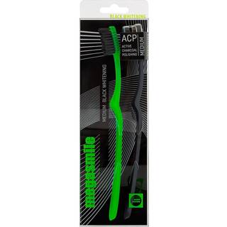 2 stk. Megasmile Black Whitening Tandbørster MEDIUM