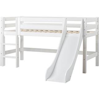 Hoppekids ECO Luxury - Halvhøj Seng m. Rutsjebane - 90x200 cm. - Fleksibel Indlægsbund - Hvid
