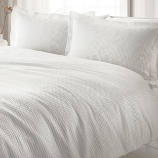 Yard Yard White Waffle Textured 100% Cotton Duvet Cover Set