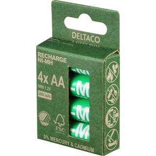Deltaco Genopladelig AA-batterier, 1000mAh, 4-pack