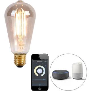 Calex Filament smart pære ST64 E27 7W 400LM smokey ➞ På lager - klar til levering