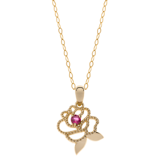 Disney halskæde - Rose med rubin 9 karat guld - 66333018