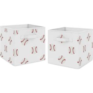 Sweet JoJo Designs R?de og hvide sportsorganisatoropbevaringsbakker til baseball patch -samling - S?t p? 2