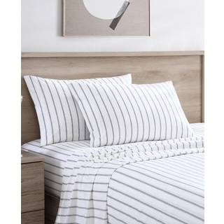 Stone Cottage - Twin Sheets Cotton Percale Bedding Set Crisp & Cool Home Decor (Trenton Stripe Gray Twin)