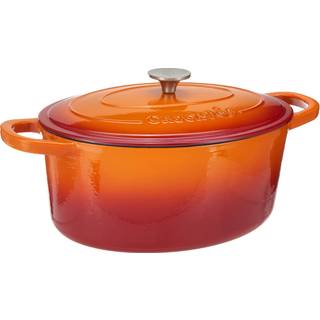 Crock Pot Artisan Oval emaljeret st?bejern hollandsk ovn 7-kvart solnedgang orange
