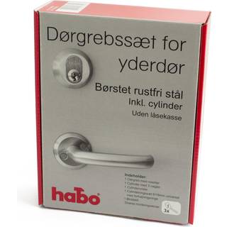 Habo dørgrebssæt til yderdør inkl. cylinder, rustfri