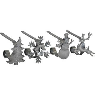 Haute Decor Mantleclip-strømpeholdere med aftagelige zinklegeringsferie ikoner (4-pakker forskellige ikoner Pewter)