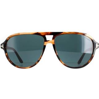 TOM FORD Mand FT0932 Jeffrey 56V Solbriller Acetat Havana Blå Pilot Normal