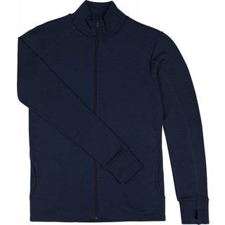Bluse med lynlås i brushed navyblå uld