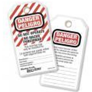 Master Lock 497A Lockout Tagout Tags Engelsk/spansk lamineret betjener ikke 12 pack White