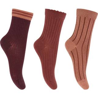 MP Denmark - Ankle Abby Strømper 3-pak - Brown Sienna Glitter - 22-24 / Brown/Sienna/Glitter