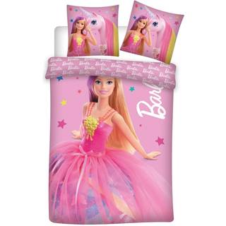 Junior sengetøj 100x140 cm - Barbie og stjerner - 2 i 1 design - 100% bomulds sengesæt