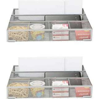 Mind Reader skuffe Arrang?r Desk redskaber Arrang?r Office Kitchen Metal Mesh 15 """" L x 12 """" W x 2,25 """" H S?t med 2 s?lv