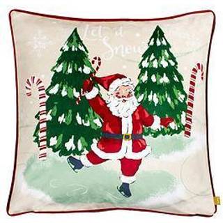 Furn. Jolly Santa Lad det sne! Trykt fløjlspude43x43cm